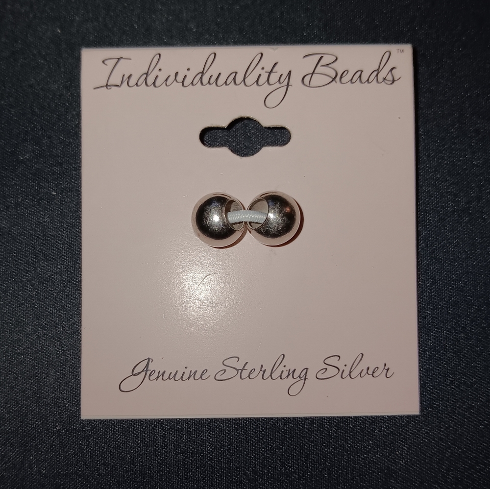 NWT Pair of Genuine Sterling Silver Round Individuality Beads Seamless